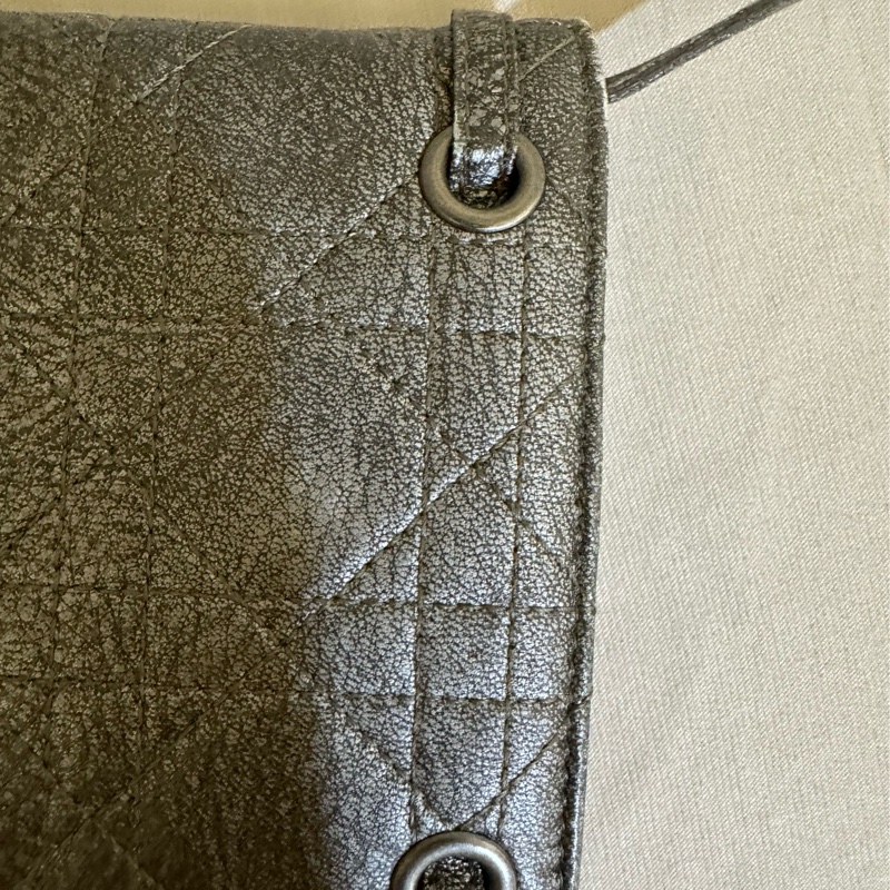 Dior WOC Wallet On Chain仿舊銀色皮夾/斜背兩用包-9