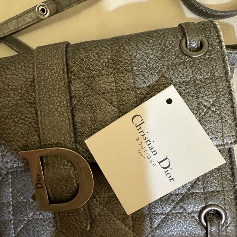 Dior WOC Wallet On Chain仿舊銀色皮夾/斜背兩用包-13
