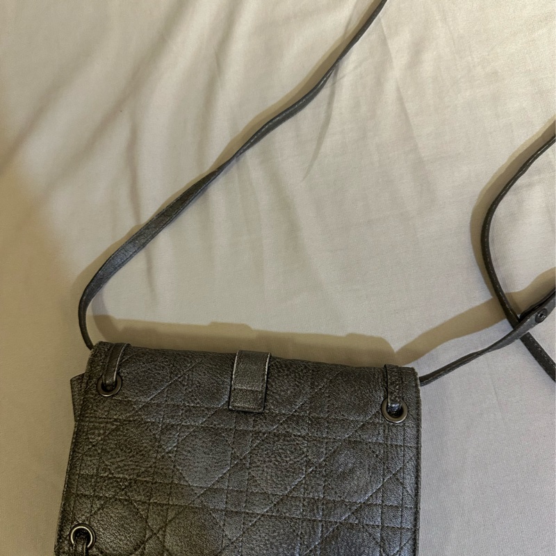 Dior WOC Wallet On Chain仿舊銀色皮夾/斜背兩用包-18