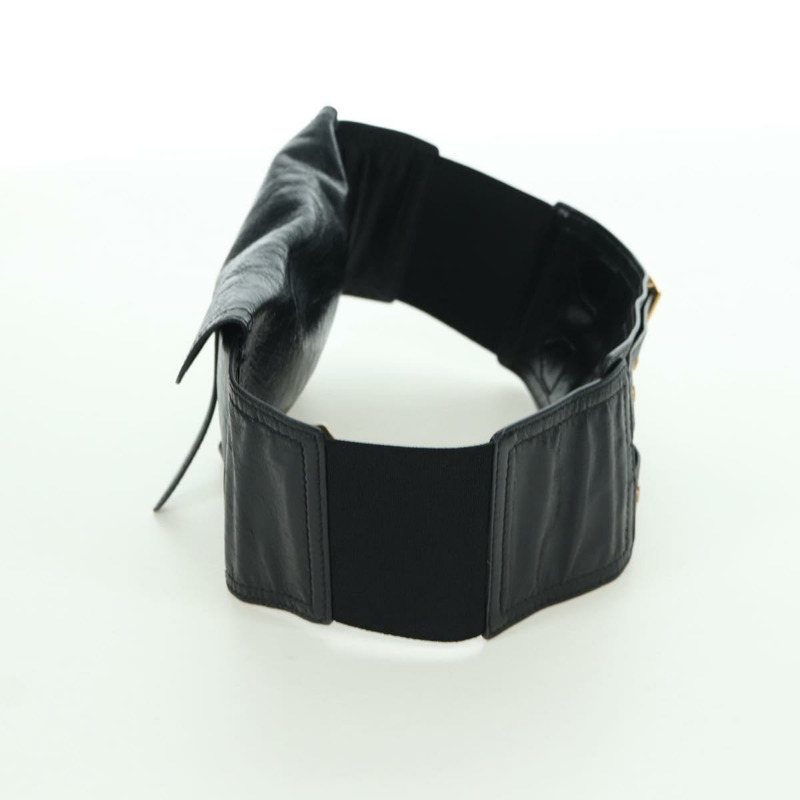 【日本直送】Christian Dior 馬鞍腰包，黑色皮革，金色，正品 INZ077V-2