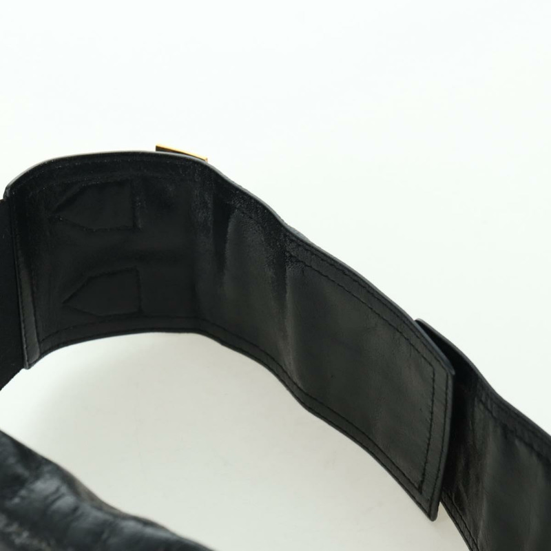 【日本直送】Christian Dior 馬鞍腰包，黑色皮革，金色，正品 INZ077V-13