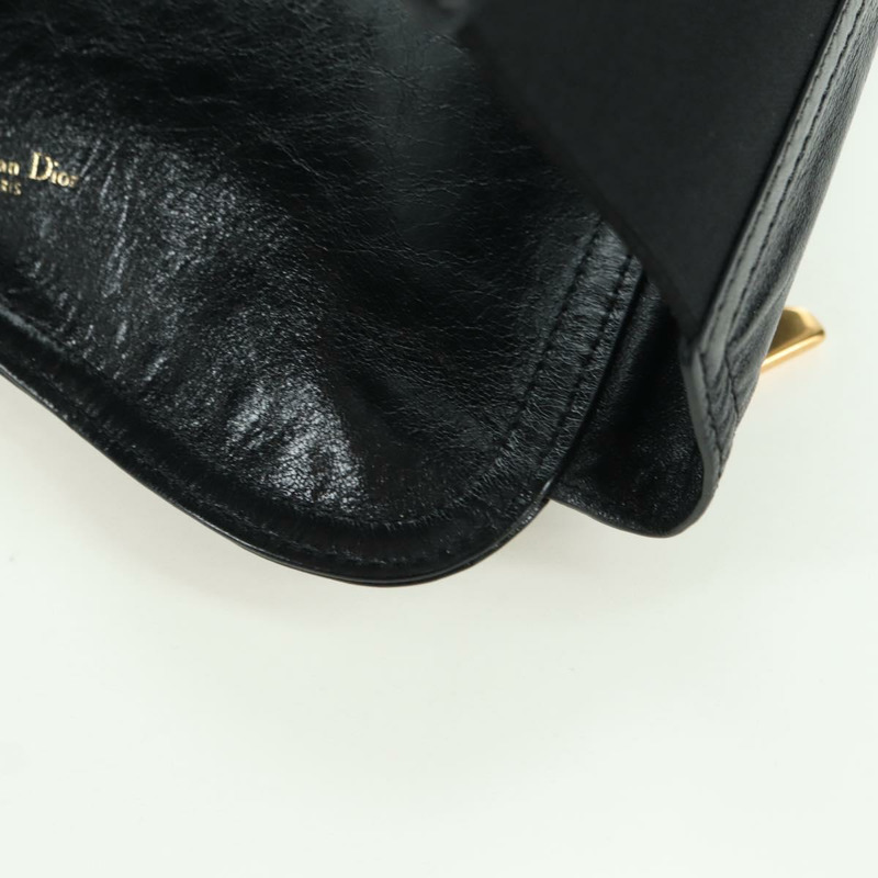 【日本直送】Christian Dior 馬鞍腰包，黑色皮革，金色，正品 INZ077V-18