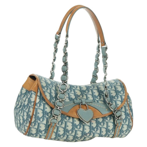 Christian Dior Trotter帆布浪漫鏈條包 PVC淺藍色 正品 YKZ1362SAV