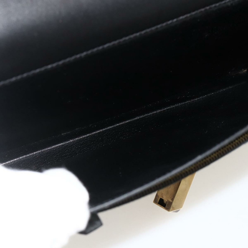 【日本直送】愛馬仕 Pochette jet 手拿包，黑色皮革，金色，正品 BSZ371-10