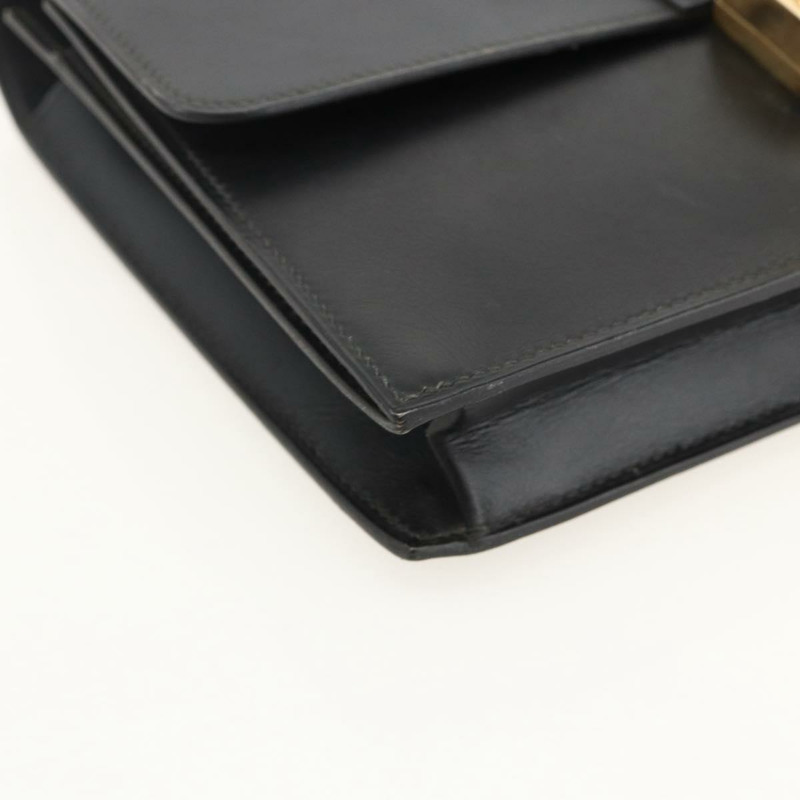 【日本直送】愛馬仕 Pochette jet 手拿包，黑色皮革，金色，正品 BSZ371-13