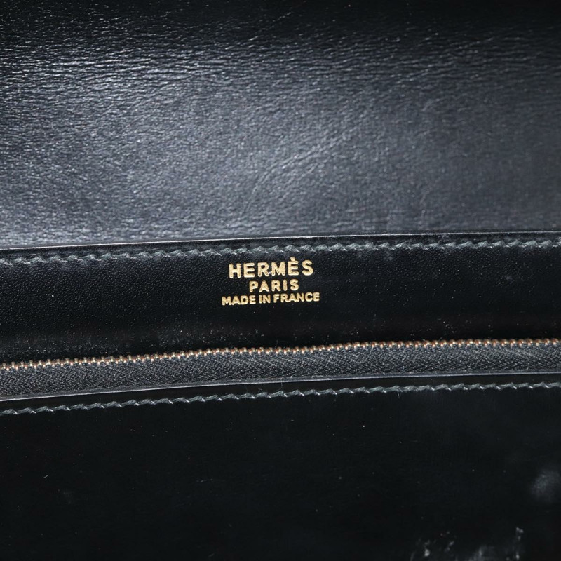 【日本直送】愛馬仕 Pochette jet 手拿包，黑色皮革，金色，正品 BSZ371-18