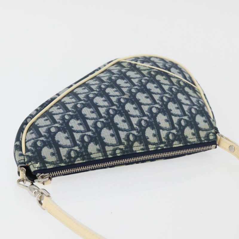 【日本直送】Christian Dior Trotter帆布馬鞍包手袋 PVC藍銀色 正品 mr2313A-5