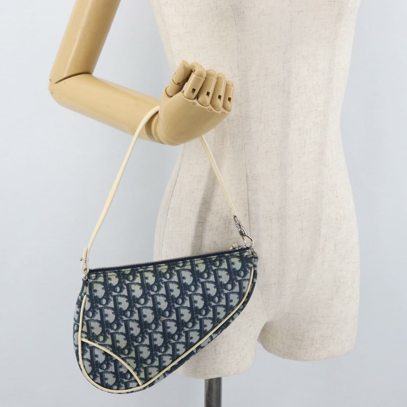 【日本直送】Christian Dior Trotter帆布馬鞍包手袋 PVC藍銀色 正品 mr2313A-19