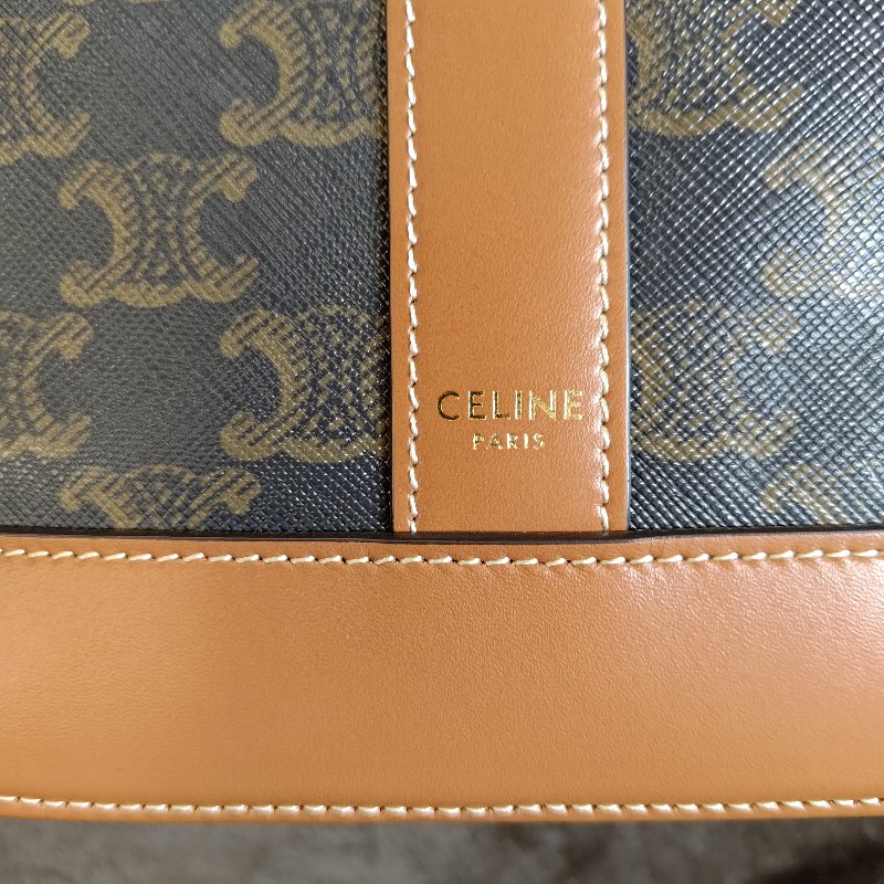 CELINE BUCKET 小型 Triomphe 老花帆布小牛皮肩背水桶包-2