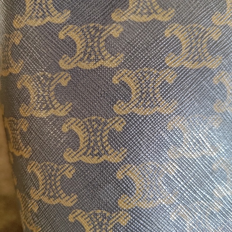 CELINE BUCKET 小型 Triomphe 老花帆布小牛皮肩背水桶包-3