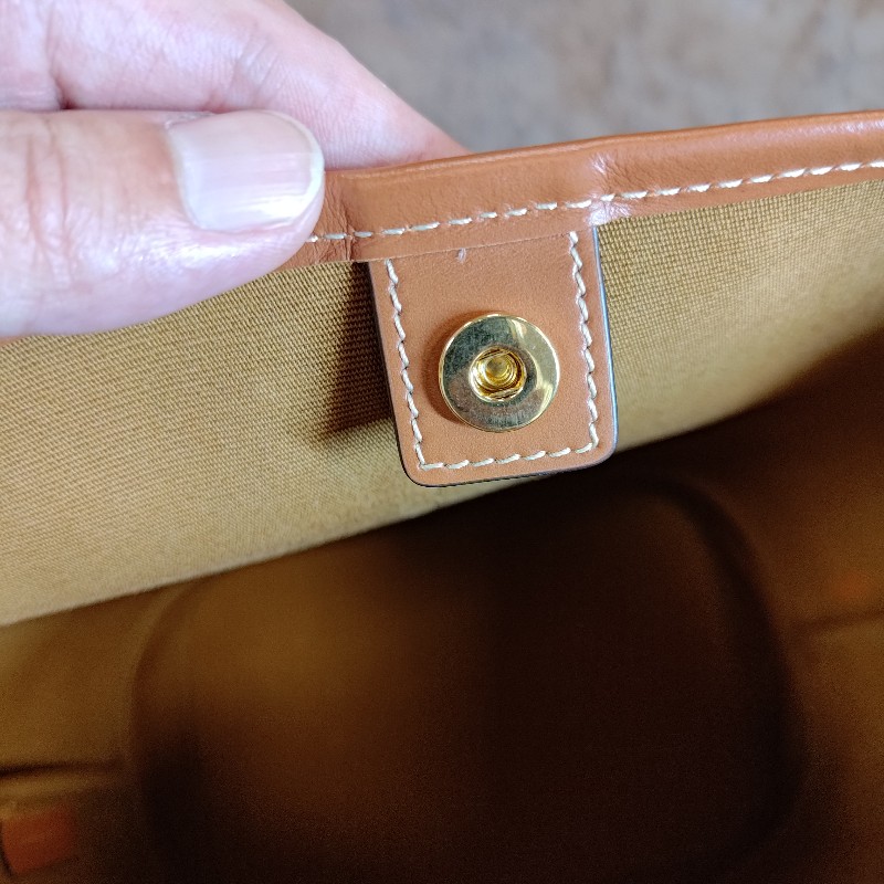 CELINE BUCKET 小型 Triomphe 老花帆布小牛皮肩背水桶包-7