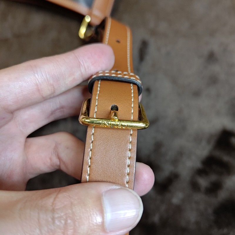 CELINE BUCKET 小型 Triomphe 老花帆布小牛皮肩背水桶包-21