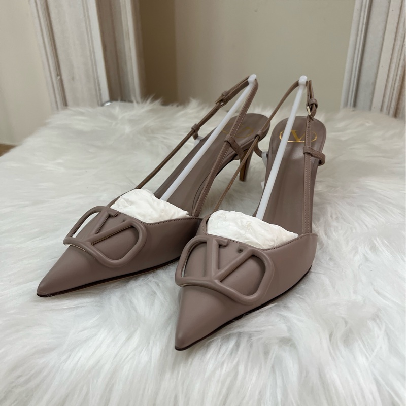 華倫天奴Valentino VLogo Signature Garavani牛皮高跟鞋 裸色 38.5碼-0