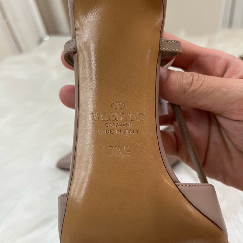 華倫天奴Valentino VLogo Signature Garavani牛皮高跟鞋 裸色 38.5碼-3