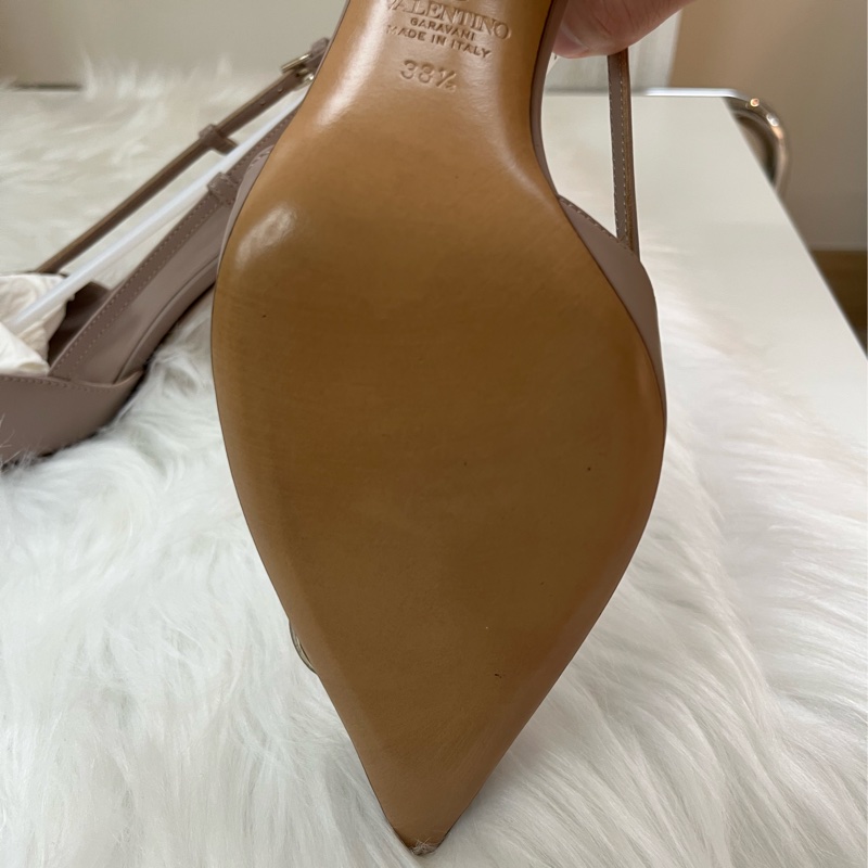 華倫天奴Valentino VLogo Signature Garavani牛皮高跟鞋 裸色 38.5碼-4