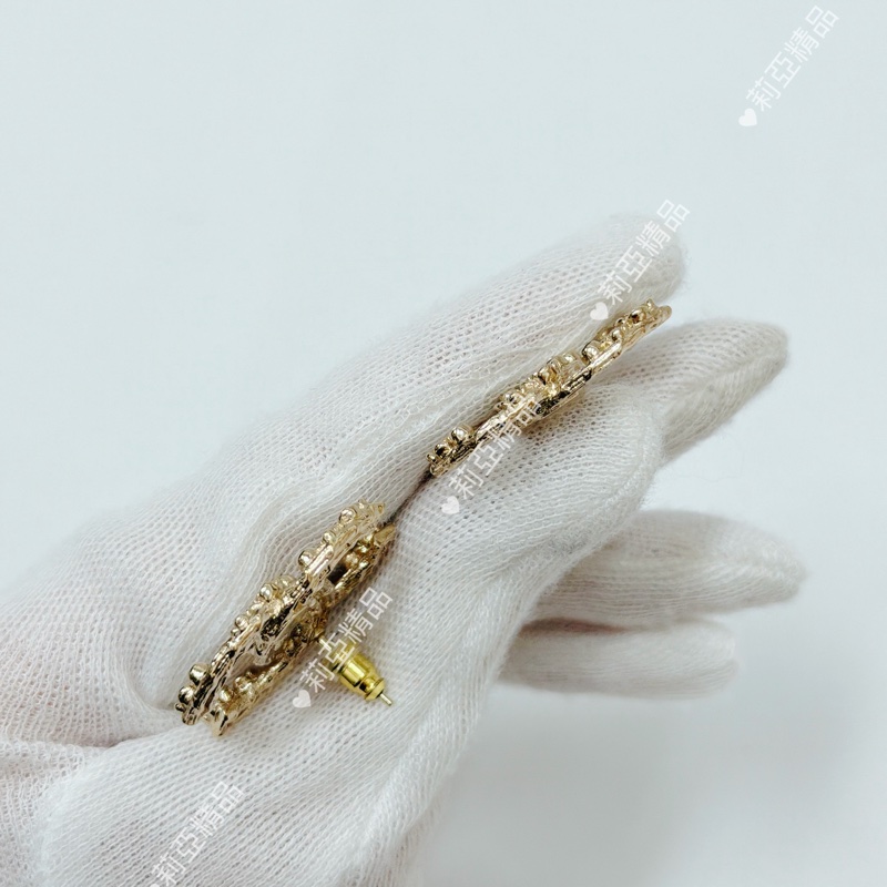 莉亞精品♡ Chanel 淡金山茶花立體耳環 二手美品-5