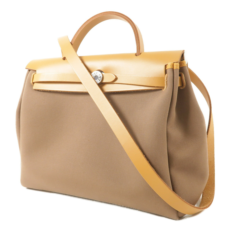 HERMES 帆布Herbag PM手挽肩背兩用袋Etoupe/Natural Sable-1
