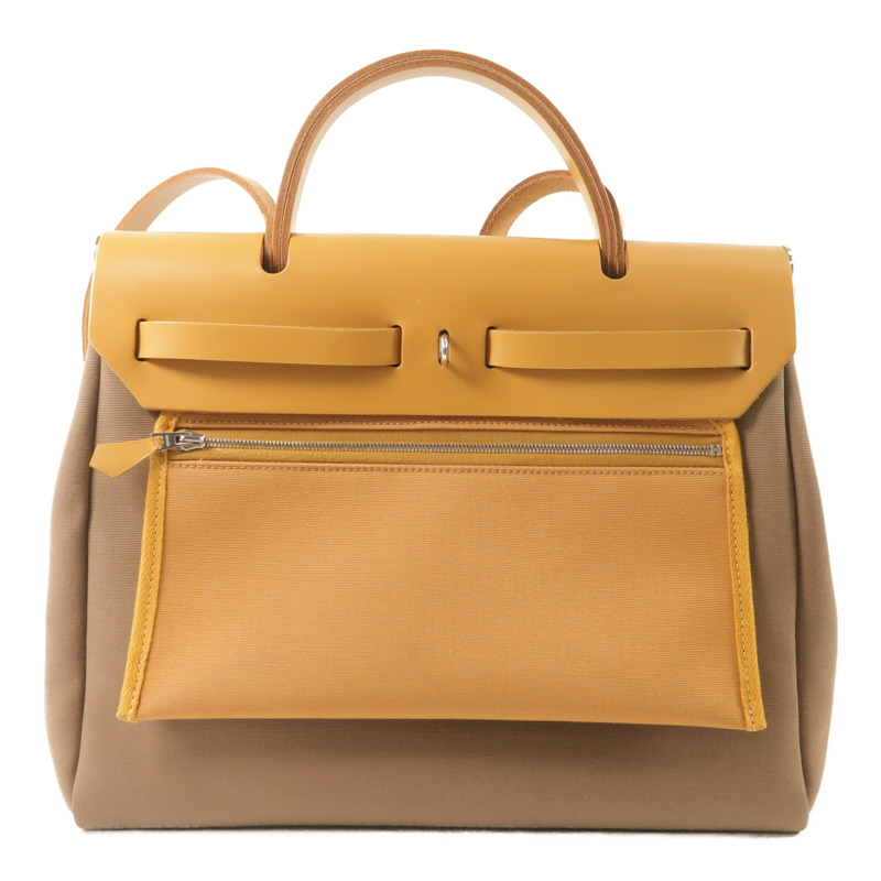 HERMES 帆布Herbag PM手挽肩背兩用袋Etoupe/Natural Sable-2