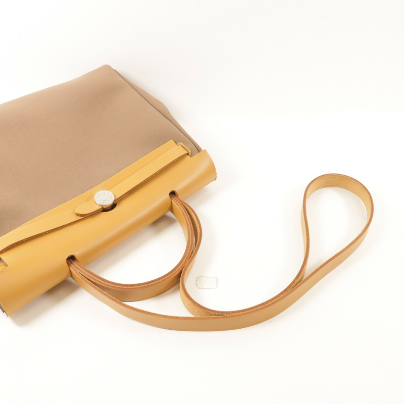 HERMES 帆布Herbag PM手挽肩背兩用袋Etoupe/Natural Sable-11