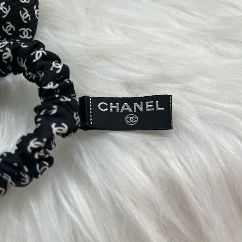香奈兒Chanel黑色絲質髮帶-4