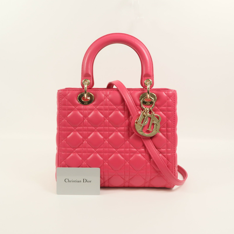 Dior 羊皮皮革Lady Dior Medium手挽肩背兩用袋-10