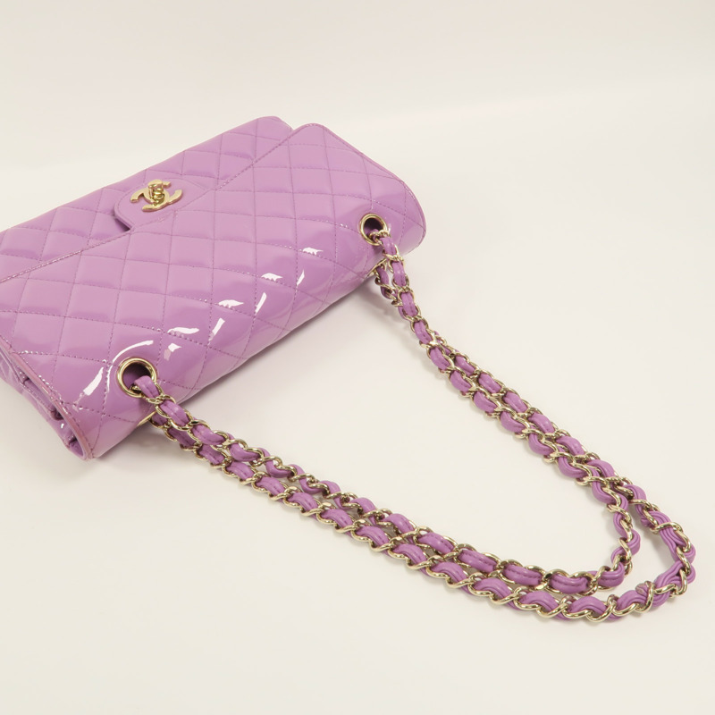 CHANEL 漆皮皮革Classic 25鏈帶肩背袋-8