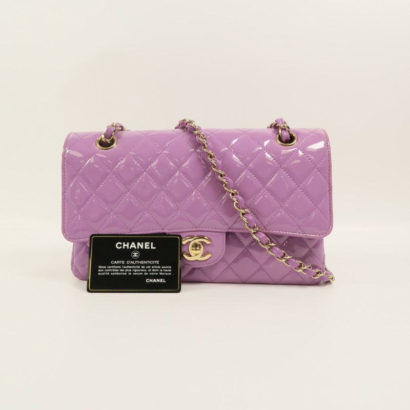CHANEL 漆皮皮革Classic 25鏈帶肩背袋-11
