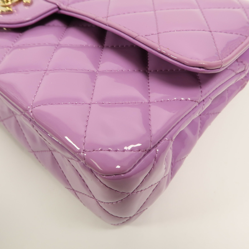 CHANEL 漆皮皮革Classic 25鏈帶肩背袋-12