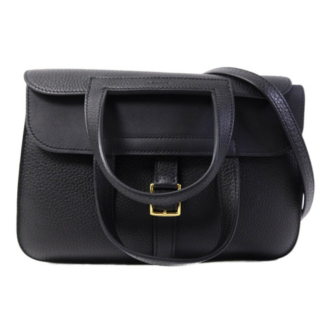 HERMES Clemence皮革Halzan 25手挽肩背兩用袋Noir
