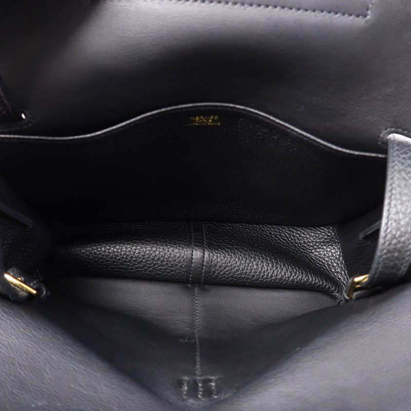 HERMES Clemence皮革Halzan 25手挽肩背兩用袋Noir-4