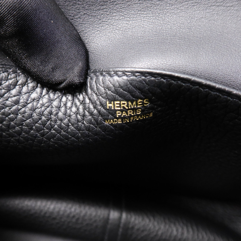 HERMES Clemence皮革Halzan 25手挽肩背兩用袋Noir-5