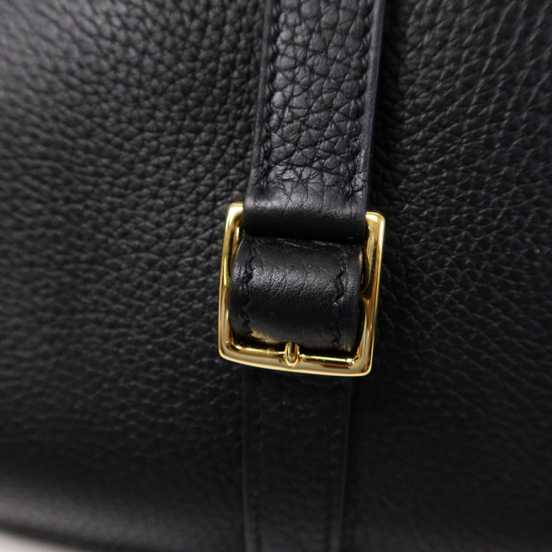 HERMES Clemence皮革Halzan 25手挽肩背兩用袋Noir-7