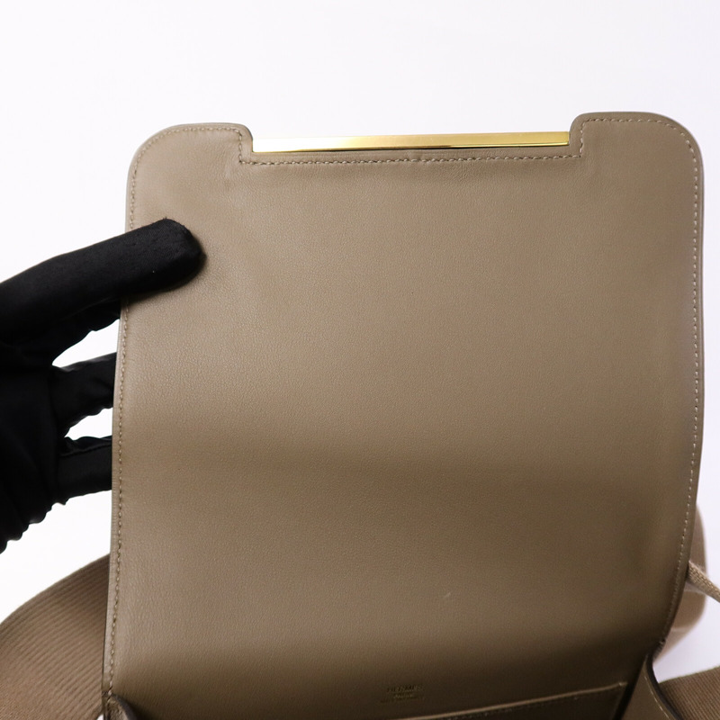 HERMES Chevre皮革Geta肩背袋Etoupe-14