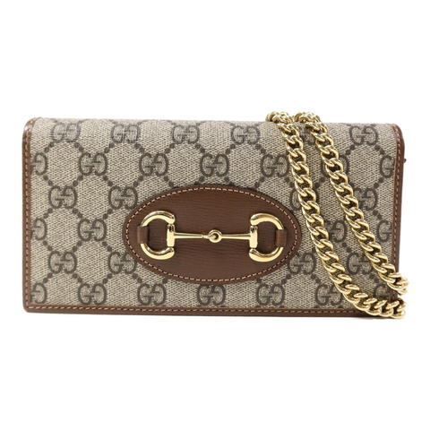 GUCCI 塗層帆布Horsebit1955 Wallet with Chain鏈帶肩背袋