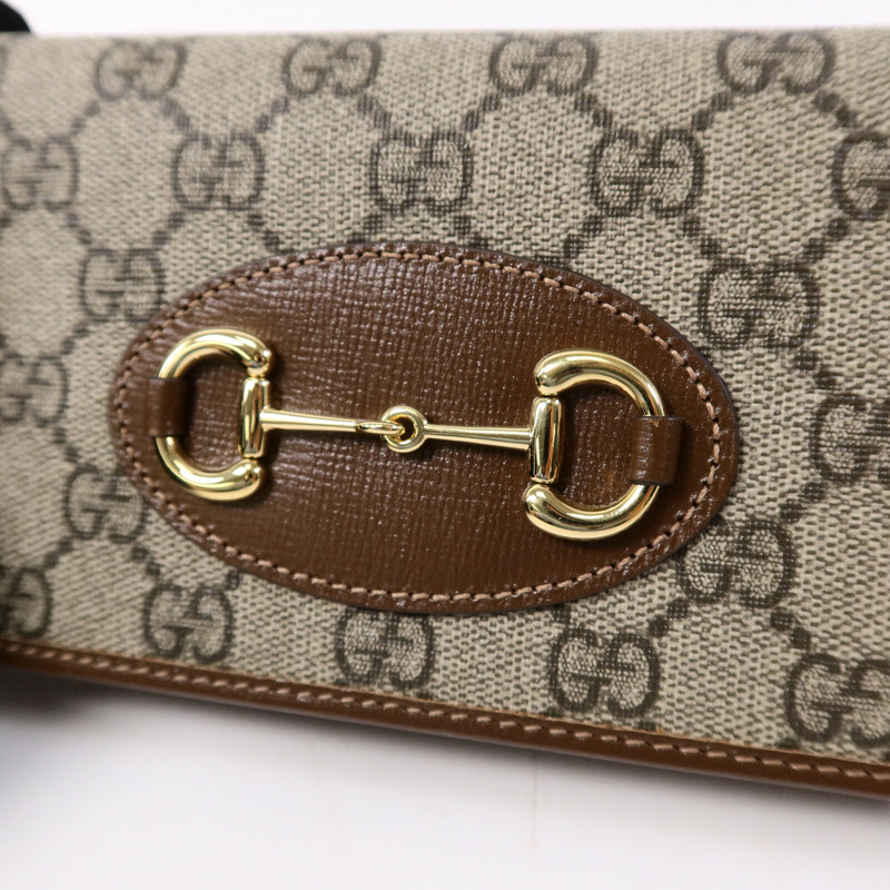 GUCCI 塗層帆布Horsebit1955 Wallet with Chain鏈帶肩背袋-5
