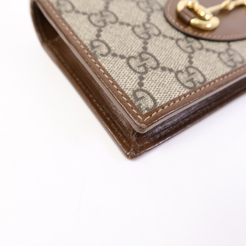 GUCCI 塗層帆布Horsebit1955 Wallet with Chain鏈帶肩背袋-10