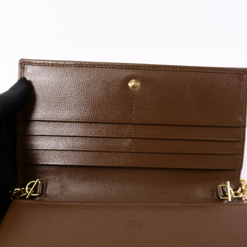 GUCCI 塗層帆布Horsebit1955 Wallet with Chain鏈帶肩背袋-13