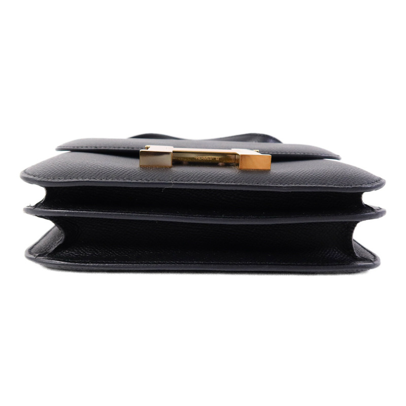 HERMES Epsom皮革Constance Mini肩背袋Noir-3