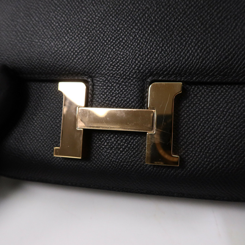 HERMES Epsom皮革Constance Mini肩背袋Noir-6
