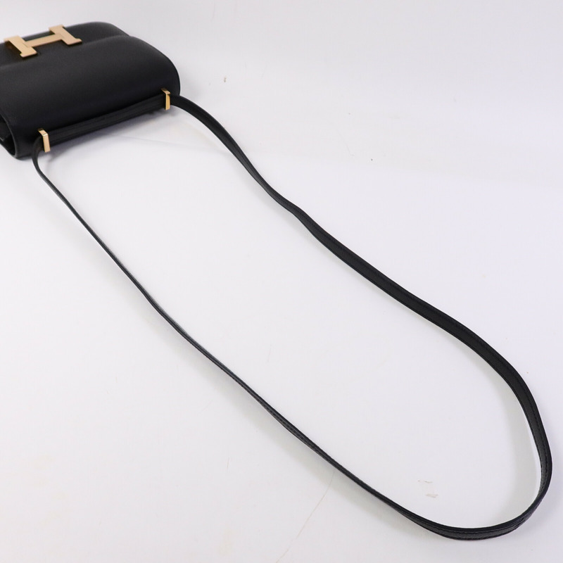 HERMES Epsom皮革Constance Mini肩背袋Noir-8