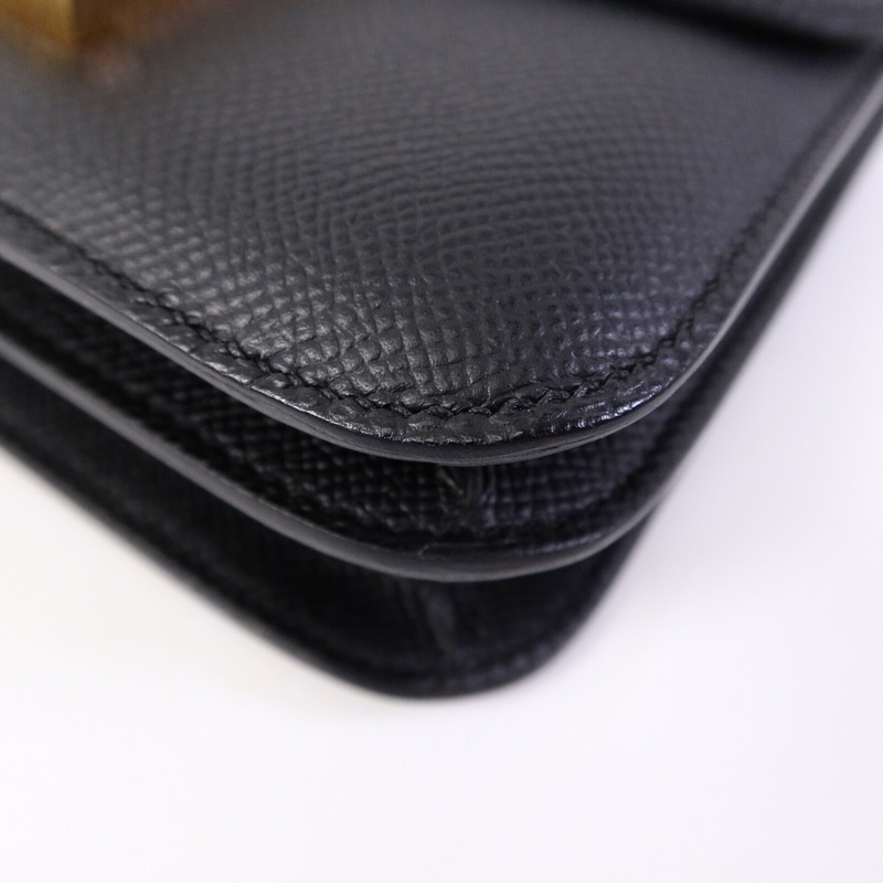HERMES Epsom皮革Constance Mini肩背袋Noir-10