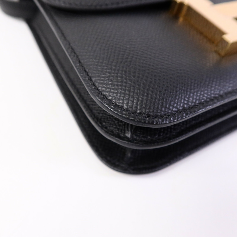 HERMES Epsom皮革Constance Mini肩背袋Noir-11