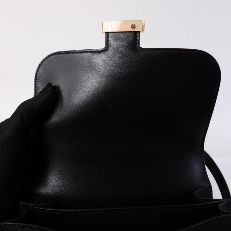 HERMES Epsom皮革Constance Mini肩背袋Noir-14