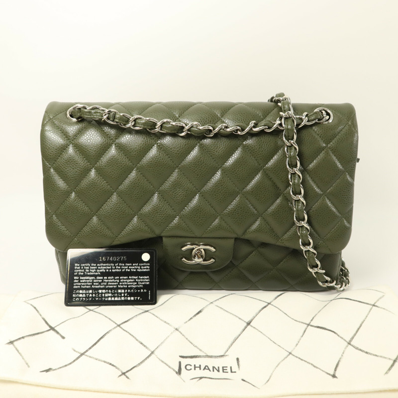 CHANEL 牛皮皮革Large Classic鏈帶肩背袋-10