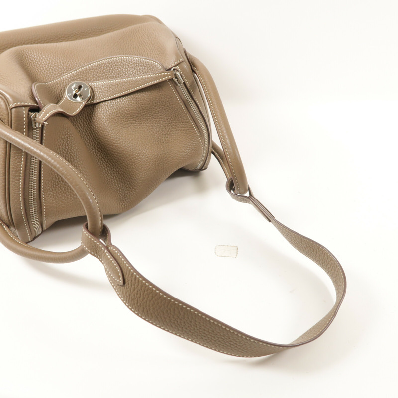 HERMES Clemence皮革Lindy 30肩背袋Etoupe-8