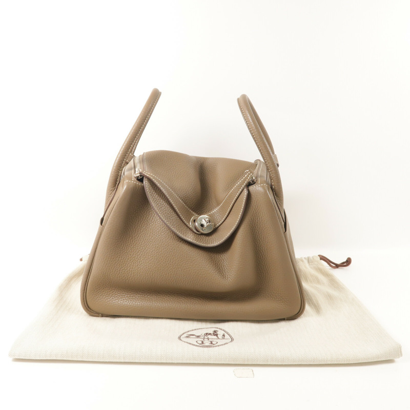 HERMES Clemence皮革Lindy 30肩背袋Etoupe-9