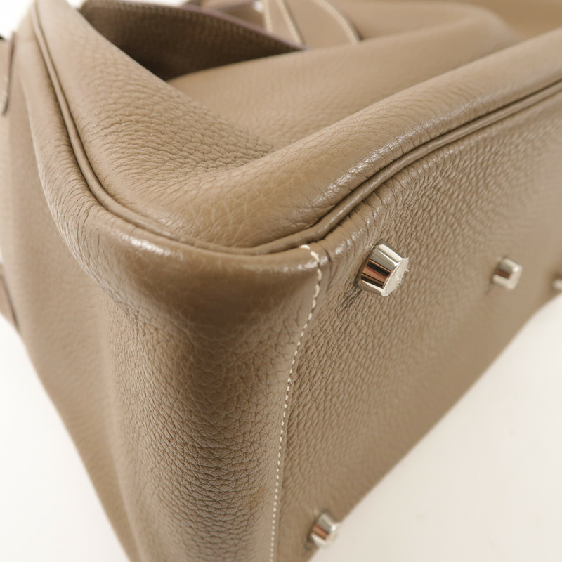 HERMES Clemence皮革Lindy 30肩背袋Etoupe-10