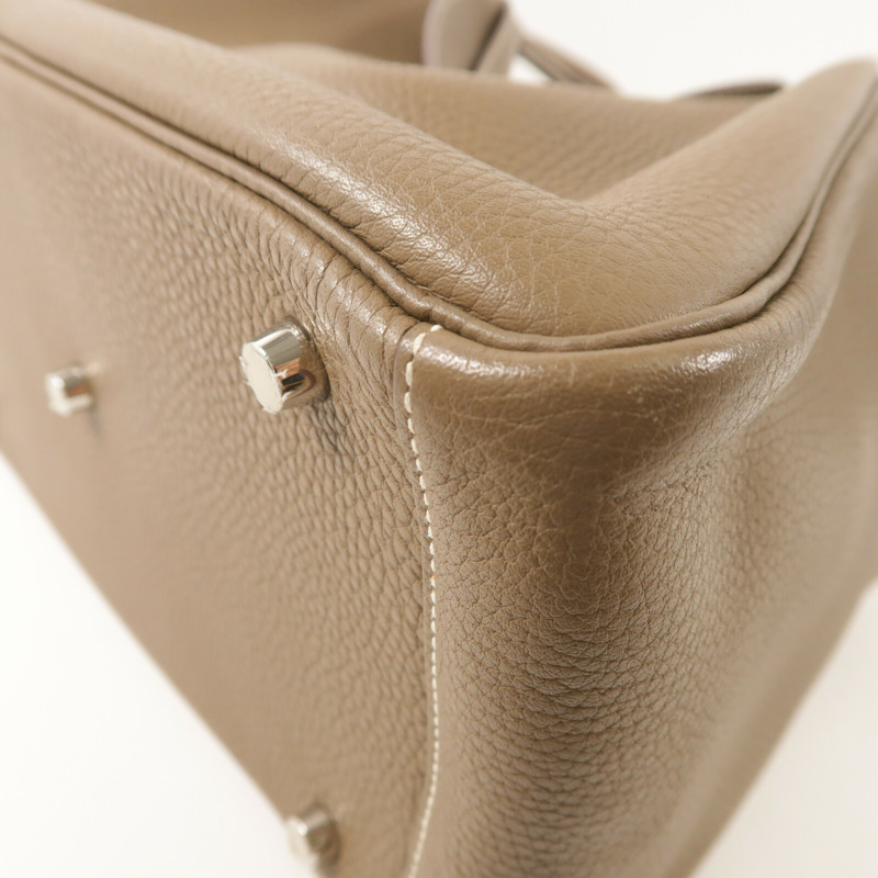 HERMES Clemence皮革Lindy 30肩背袋Etoupe-11