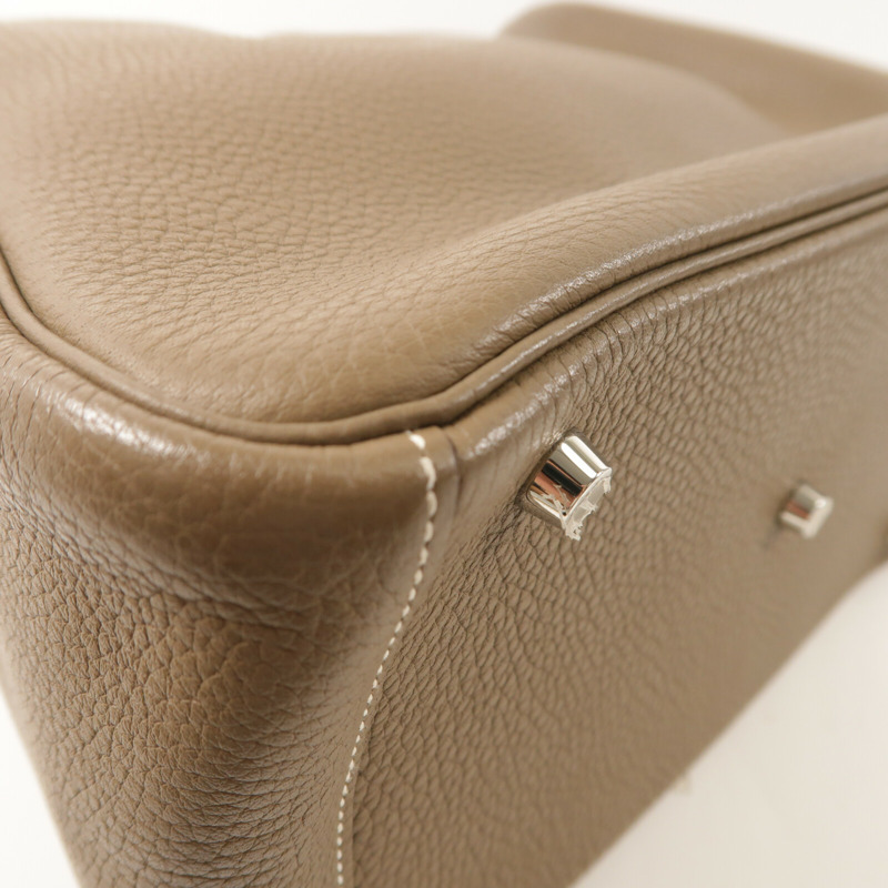 HERMES Clemence皮革Lindy 30肩背袋Etoupe-12