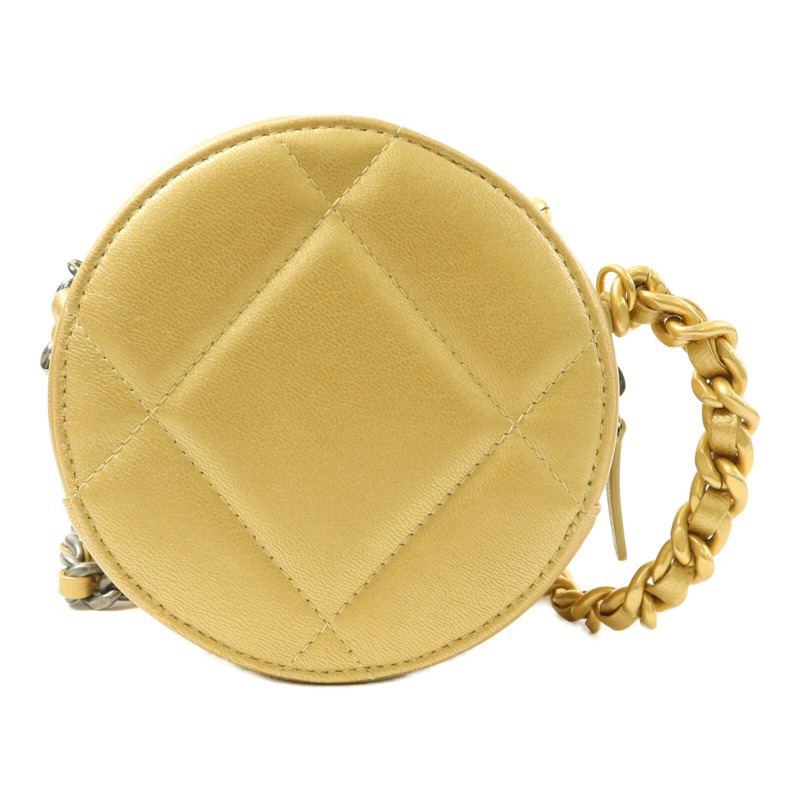 CHANEL 羊皮皮革C19 Round Clutch鏈帶手挽肩背兩用袋-1